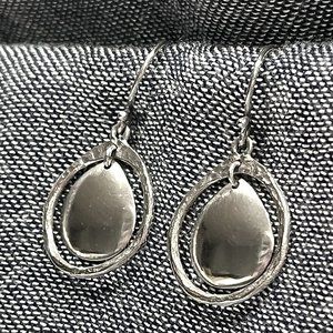 Silpada Sterling Silver Oxidized Hammered Disc Cutout Dangle Earrings 925